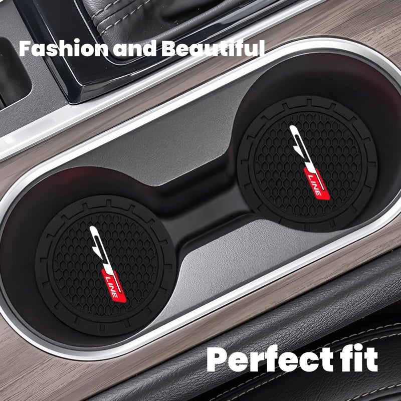 JULOPO 2 Pcs Black car Cup Holder Coaster Compatible with GT LINE 2.75 Inch Silicone Anti-Slip Fashion car Interior Accessories - Image 4